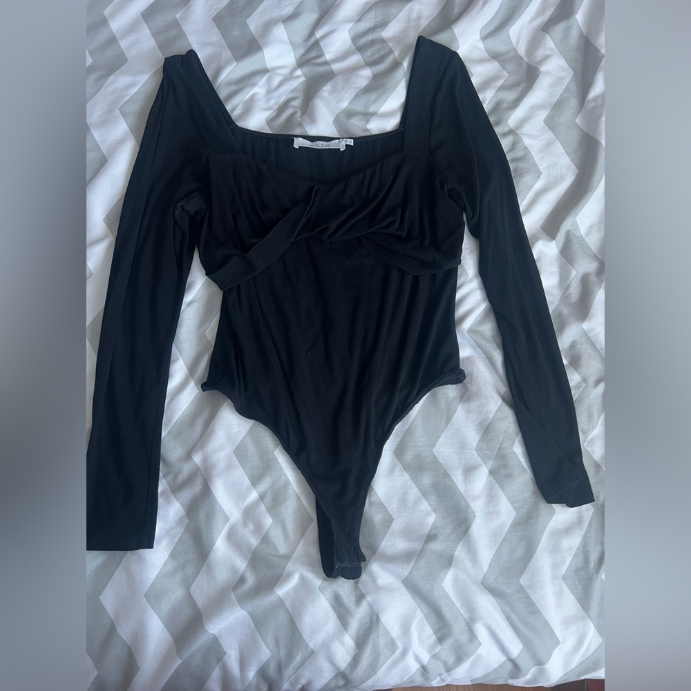 ASTR the label black long sleeve bodysuit